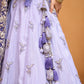 Lavender- Tissue Fabric Sequins embroidery Semi-Stitched Lehenga & Unstitched Blouse With Dupatta