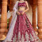 Burgundy- Tissue Fabric Sequins embroidery Semi-Stitched Lehenga & Unstitched Blouse With Dupatta
