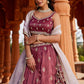Burgundy- Tissue Fabric Sequins embroidery Semi-Stitched Lehenga & Unstitched Blouse With Dupatta