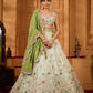 Limegreen- Tissue Fabric Sequins embroidery Semi-Stitched Lehenga & Unstitched Blouse With Dupatta