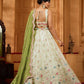 Limegreen- Tissue Fabric Sequins embroidery Semi-Stitched Lehenga & Unstitched Blouse With Dupatta