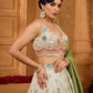 Limegreen- Tissue Fabric Sequins embroidery Semi-Stitched Lehenga & Unstitched Blouse With Dupatta