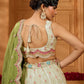 Limegreen- Tissue Fabric Sequins embroidery Semi-Stitched Lehenga & Unstitched Blouse With Dupatta
