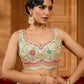Limegreen- Tissue Fabric Sequins embroidery Semi-Stitched Lehenga & Unstitched Blouse With Dupatta