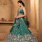 Green- Tissue Fabric Sequins embroidery Semi-Stitched Lehenga & Unstitched Blouse With Dupatta