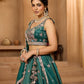 Green- Tissue Fabric Sequins embroidery Semi-Stitched Lehenga & Unstitched Blouse With Dupatta