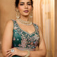 Green- Tissue Fabric Sequins embroidery Semi-Stitched Lehenga & Unstitched Blouse With Dupatta