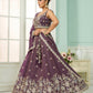 Purple- Tissue Fabric Sequins embroidery Semi-Stitched Lehenga & Unstitched Blouse With Dupatta