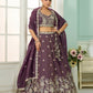 Purple- Tissue Fabric Sequins embroidery Semi-Stitched Lehenga & Unstitched Blouse With Dupatta