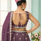Purple- Tissue Fabric Sequins embroidery Semi-Stitched Lehenga & Unstitched Blouse With Dupatta
