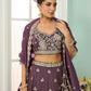 Purple- Tissue Fabric Sequins embroidery Semi-Stitched Lehenga & Unstitched Blouse With Dupatta