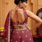 Rosegold- Tissue Fabric Sequins embroidery Semi-Stitched Lehenga & Unstitched Blouse With Dupatta