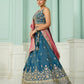 Teal- Silk Fabric Sequins embroidery Semi-Stitched Lehenga & Unstitched Blouse With Dupatta