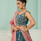 Teal- Silk Fabric Sequins embroidery Semi-Stitched Lehenga & Unstitched Blouse With Dupatta