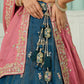Teal- Silk Fabric Sequins embroidery Semi-Stitched Lehenga & Unstitched Blouse With Dupatta