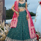 Green- Cosmos Silk Fabric Beads & Sequince Embroidered Semi-Stitched Lehenga Unstitched Blouse & Dupatta