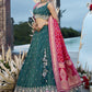 Green- Cosmos Silk Fabric Beads & Sequince Embroidered Semi-Stitched Lehenga Unstitched Blouse & Dupatta