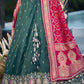Green- Cosmos Silk Fabric Beads & Sequince Embroidered Semi-Stitched Lehenga Unstitched Blouse & Dupatta