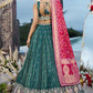 Green- Cosmos Silk Fabric Beads & Sequince Embroidered Semi-Stitched Lehenga Unstitched Blouse & Dupatta