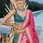 Green- Cosmos Silk Fabric Beads & Sequince Embroidered Semi-Stitched Lehenga Unstitched Blouse & Dupatta