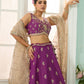 Purple- Georgette Fabric Sequins embroidery Semi-Stitched Lehenga & Unstitched Blouse With Dupatta