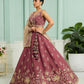 Rosegold- Georgette Fabric Sequins embroidery Semi-Stitched Lehenga & Unstitched Blouse With Dupatta