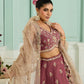 Rosegold- Georgette Fabric Sequins embroidery Semi-Stitched Lehenga & Unstitched Blouse With Dupatta