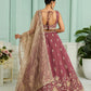 Rosegold- Georgette Fabric Sequins embroidery Semi-Stitched Lehenga & Unstitched Blouse With Dupatta