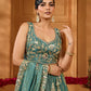 Green- Tissue Fabric Sequins embroidery Semi-Stitched Lehenga & Unstitched Blouse With Dupatta
