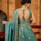 Green- Tissue Fabric Sequins embroidery Semi-Stitched Lehenga & Unstitched Blouse With Dupatta