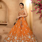 Orange- Tissue Fabric Sequinse embroidery Semi-Stitched Lehenga & Unstitched Blouse With Dupatta