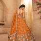Orange- Tissue Fabric Sequinse embroidery Semi-Stitched Lehenga & Unstitched Blouse With Dupatta