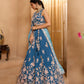 Teal- Silk Fabric Sequins embroidery Semi-Stitched Lehenga & Unstitched Blouse With Dupatta