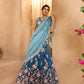 Teal- Silk Fabric Sequins embroidery Semi-Stitched Lehenga & Unstitched Blouse With Dupatta