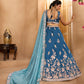 Teal- Silk Fabric Sequins embroidery Semi-Stitched Lehenga & Unstitched Blouse With Dupatta