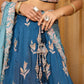 Teal- Silk Fabric Sequins embroidery Semi-Stitched Lehenga & Unstitched Blouse With Dupatta