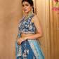 Teal- Silk Fabric Sequins embroidery Semi-Stitched Lehenga & Unstitched Blouse With Dupatta