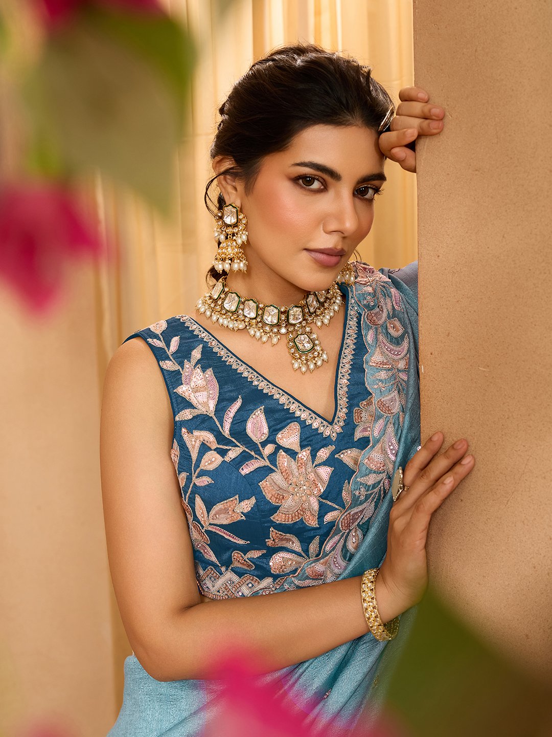 Teal- Silk Fabric Sequins embroidery Semi-Stitched Lehenga & Unstitched Blouse With Dupatta