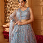 Grey- Net Fabric Sequins embroidery Semi-Stitched Lehenga & Unstitched Blouse With Dupatta
