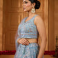 Grey- Net Fabric Sequins embroidery Semi-Stitched Lehenga & Unstitched Blouse With Dupatta