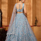 Grey- Net Fabric Sequins embroidery Semi-Stitched Lehenga & Unstitched Blouse With Dupatta