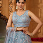 Grey- Net Fabric Sequins embroidery Semi-Stitched Lehenga & Unstitched Blouse With Dupatta