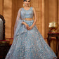 Grey- Net Fabric Sequins embroidery Semi-Stitched Lehenga & Unstitched Blouse With Dupatta