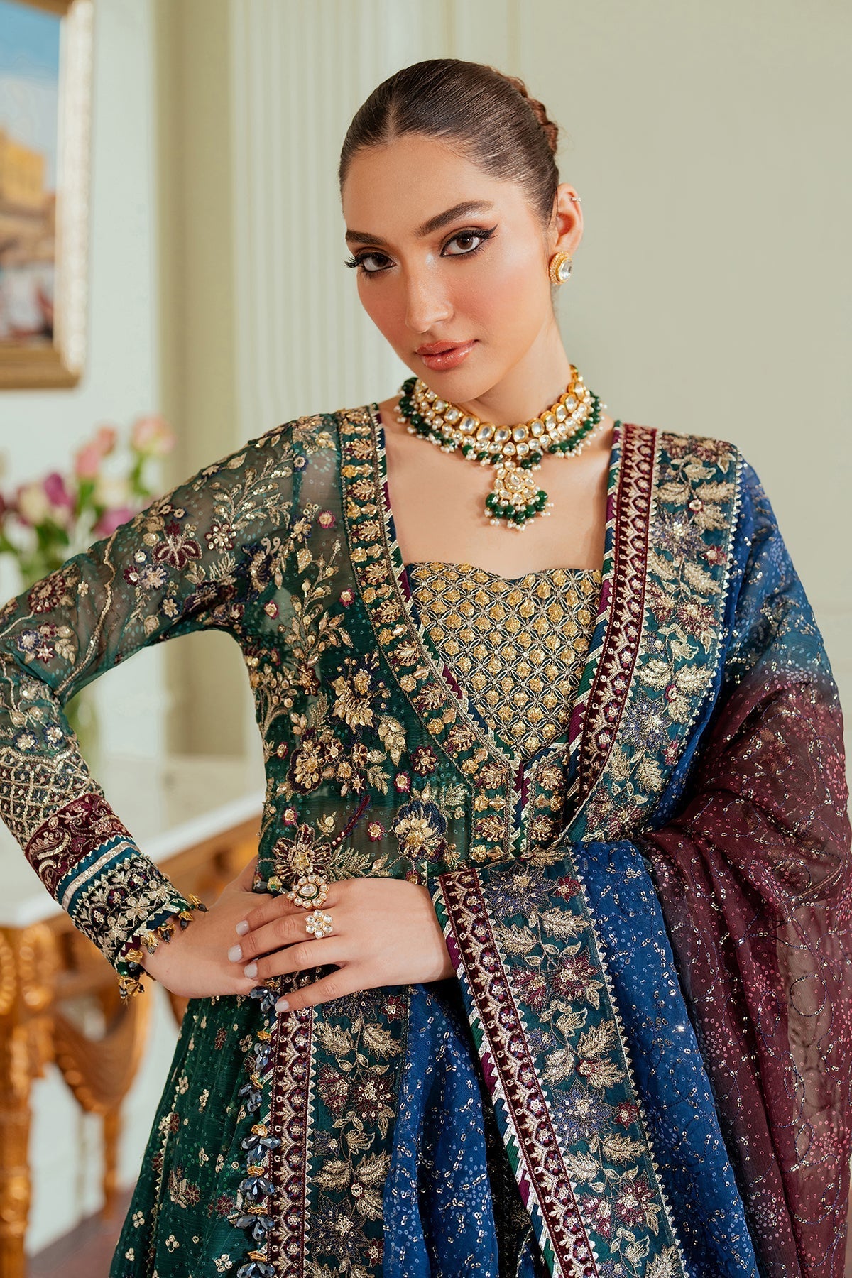 Embroidered Handmade Digital Printed Chiffon Suit