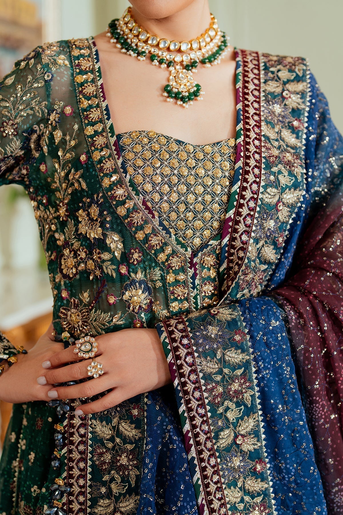 Embroidered Handmade Digital Printed Chiffon Suit