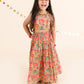 Girls Coral Floral Printed Cotton Flared Lehenga With Choli