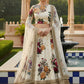Cream Floral Digital Printed Art Silk Bridal Lehenga Choli