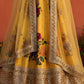 Yellow Floral Digital Printed Art Silk Bridal Lehenga Choli