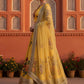 Yellow Floral Digital Printed Art Silk Bridal Lehenga Choli
