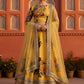 Yellow Floral Digital Printed Art Silk Bridal Lehenga Choli